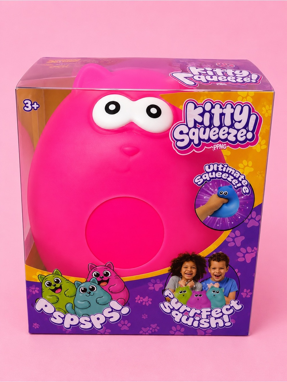 Kitty Squeeze! Pink kitty Squeeze Toy